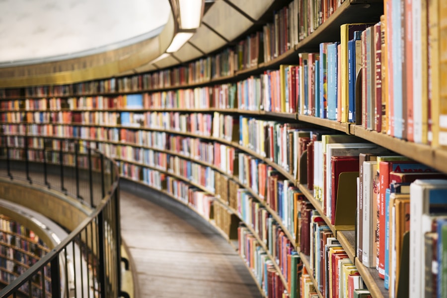 Historic library with rows of books representing centuries of accumulated knowledge and the gatekeeping of information
