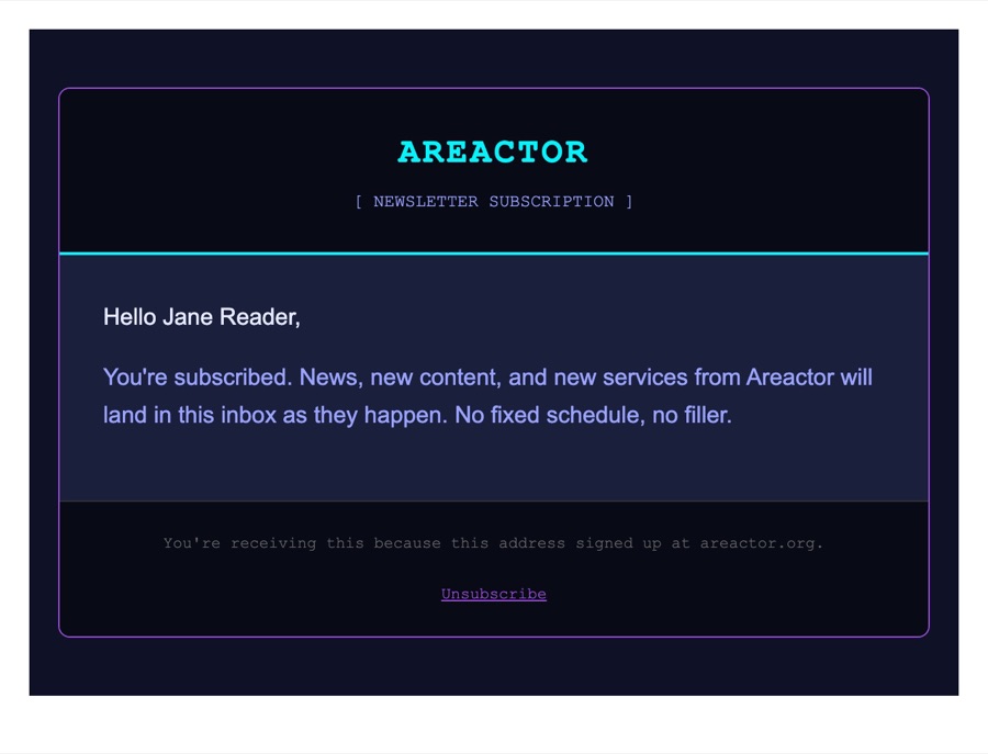The old newsletter welcome in the navy template